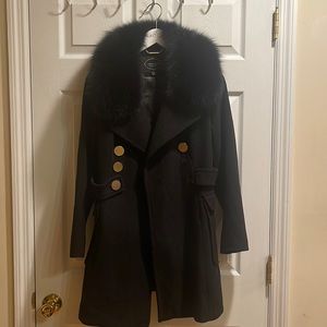 I Madison petite 10 wool with for fox three-quarter coat